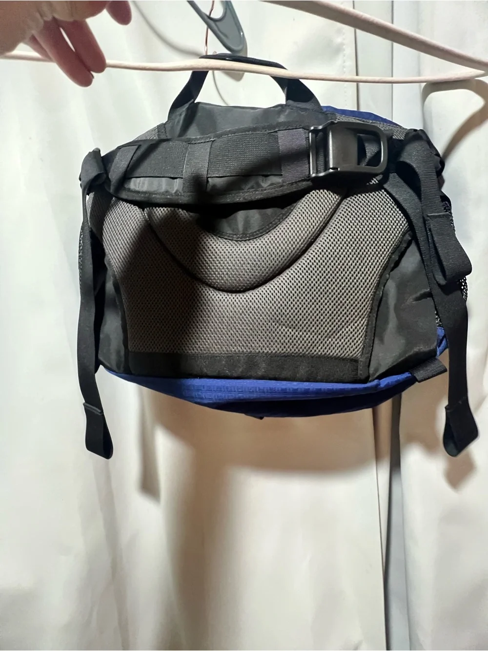 L.L.Bean Convertible Backpack Messenger Bag Blue Black Padded Travel Commuter.